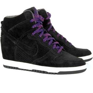 Nike Dunk Ski Hi Black Purple Suede Wedge Sneakers